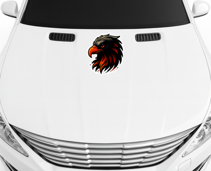 Smeeps Fire Eagle Head Sticker – 12.7 x 10.93 cm Car & Bike Vinyl Decal | Fiery Gradient Eagle Design | Waterproof & Durable