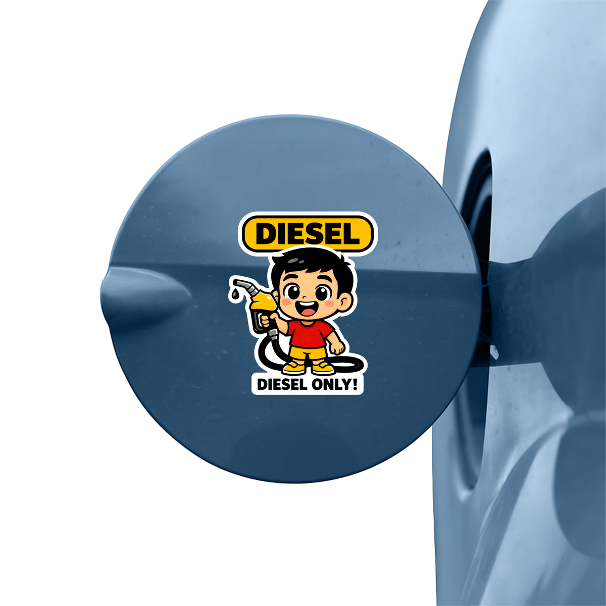 Smeeps Diesel Only Cartoon Fuel Sticker – 10.16 × 8.13 cm (4 × 3.2 Inch) Waterproof Vinyl Fuel Lid Sticker for Diesel Cars | UV Resistant | Wash Proof | Pack of 1