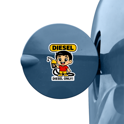 Smeeps Diesel Only Cartoon Fuel Sticker – 10.16 × 8.13 cm (4 × 3.2 Inch) Waterproof Vinyl Fuel Lid Sticker for Diesel Cars | UV Resistant | Wash Proof | Pack of 1