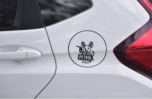 Smeeps Petrol Sticker – 10.16 x 8.39 cm Cute Deer Fuel Indicator Vinyl Decal for Car & Bike | Waterproof & UV-Resistant Petrol Label Sticker