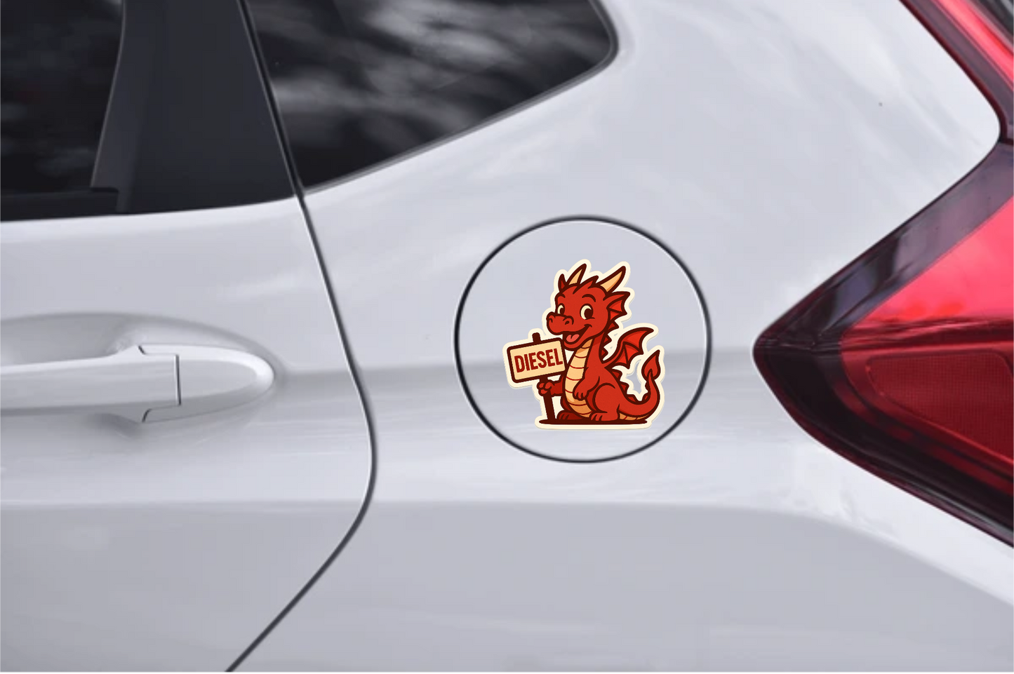 Smeeps Diesel Dragon Sticker – 10.16 x 9.4 cm Cute Dragon Fuel Type Car & Bike Vinyl Decal | Diesel Only Indicator | Waterproof & Durable Design