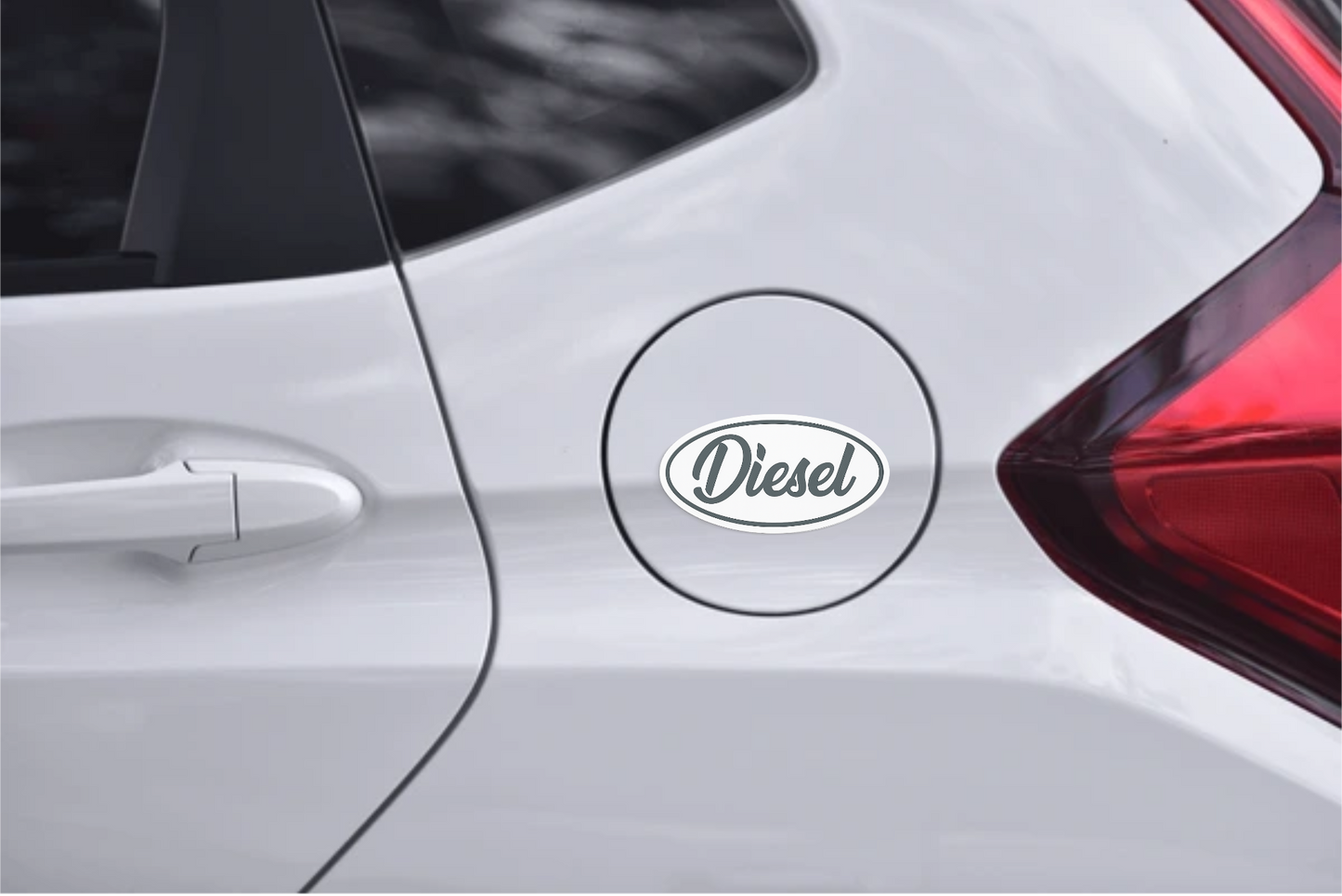 Smeeps Diesel Oval Sticker – 8.2 x 7.62 cm Elegant Script Fuel Type Car & Bike Vinyl Decal | Waterproof | Clear Diesel Identification