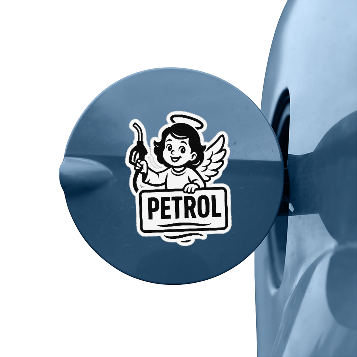 Smeeps Petrol Angel Sticker – 10.16 x 9.2 cm Car & Bike Vinyl Decal | Cute Winged Angel Fuel Indicator | Waterproof & Durable