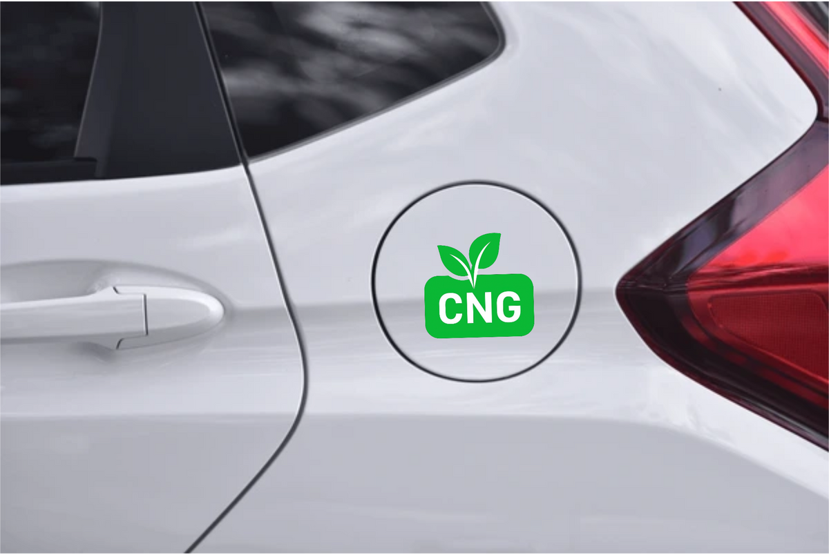 Smeeps CNG Leaf Sticker – 10.16 x 9 cm Eco-Friendly Green Fuel Type Car & Bike Vinyl Decal | Waterproof | Clear CNG Identification