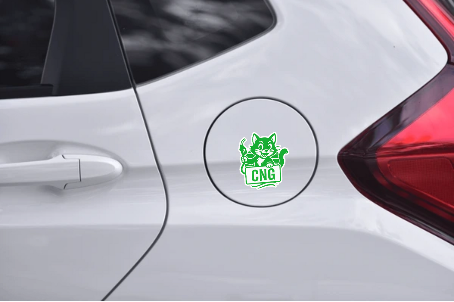 Smeeps CNG Cat Sticker – 10.16 x 9.2 cm Cute Green Kitty Fuel Type Car & Bike Decal | Waterproof Vinyl | Fun & Clear CNG Indicator