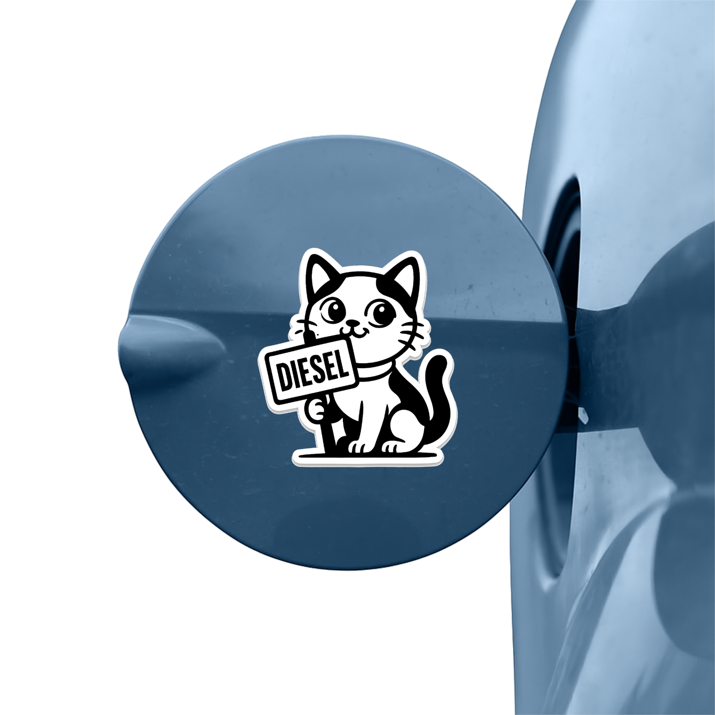 Smeeps Diesel Cat Sticker – 10.16 x 9.4 cm Cute Cartoon Kitty Fuel Type Car & Bike Vinyl Decal | Waterproof | Clear Diesel Identification
