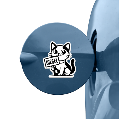 Smeeps Diesel Cat Sticker – 10.16 x 9.4 cm Cute Cartoon Kitty Fuel Type Car & Bike Vinyl Decal | Waterproof | Clear Diesel Identification