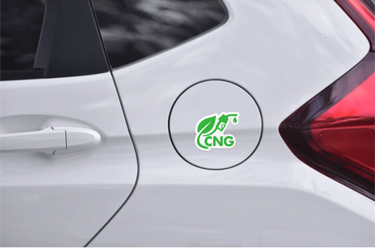 Smeeps CNG Eco Fuel Sticker – 9 x 7.7 cm Green Leaf & Nozzle Design Car & Bike Vinyl Decal | Waterproof | Clear CNG Identification