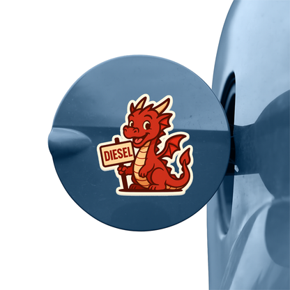 Smeeps Diesel Dragon Sticker – 10.16 x 9.4 cm Cute Dragon Fuel Type Car & Bike Vinyl Decal | Diesel Only Indicator | Waterproof & Durable Design