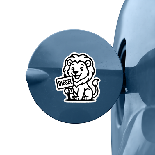 Smeeps Diesel Lion Sticker – 10.16 x 9.4 cm Cute Lion Fuel Type Car & Bike Vinyl Decal | Waterproof | Clear Diesel Identification