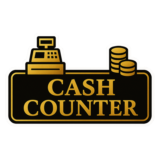 Smeeps Cash Counter Sticker – 24.39 x 15.24 cm Premium Gold & Black Vinyl Sign | Waterproof, Durable & Easy Peel Application