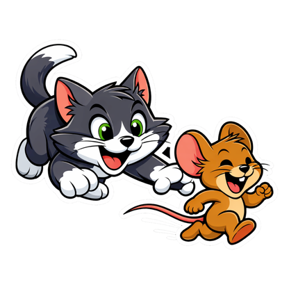 Smeeps Tom and Jerry Cartoon Sticker – 10.16 × 7.88 cm (4 × 3.1 Inch) Waterproof Vinyl Car & Laptop Sticker | Cute Cartoon Decal | UV Resistant | Pack of 1