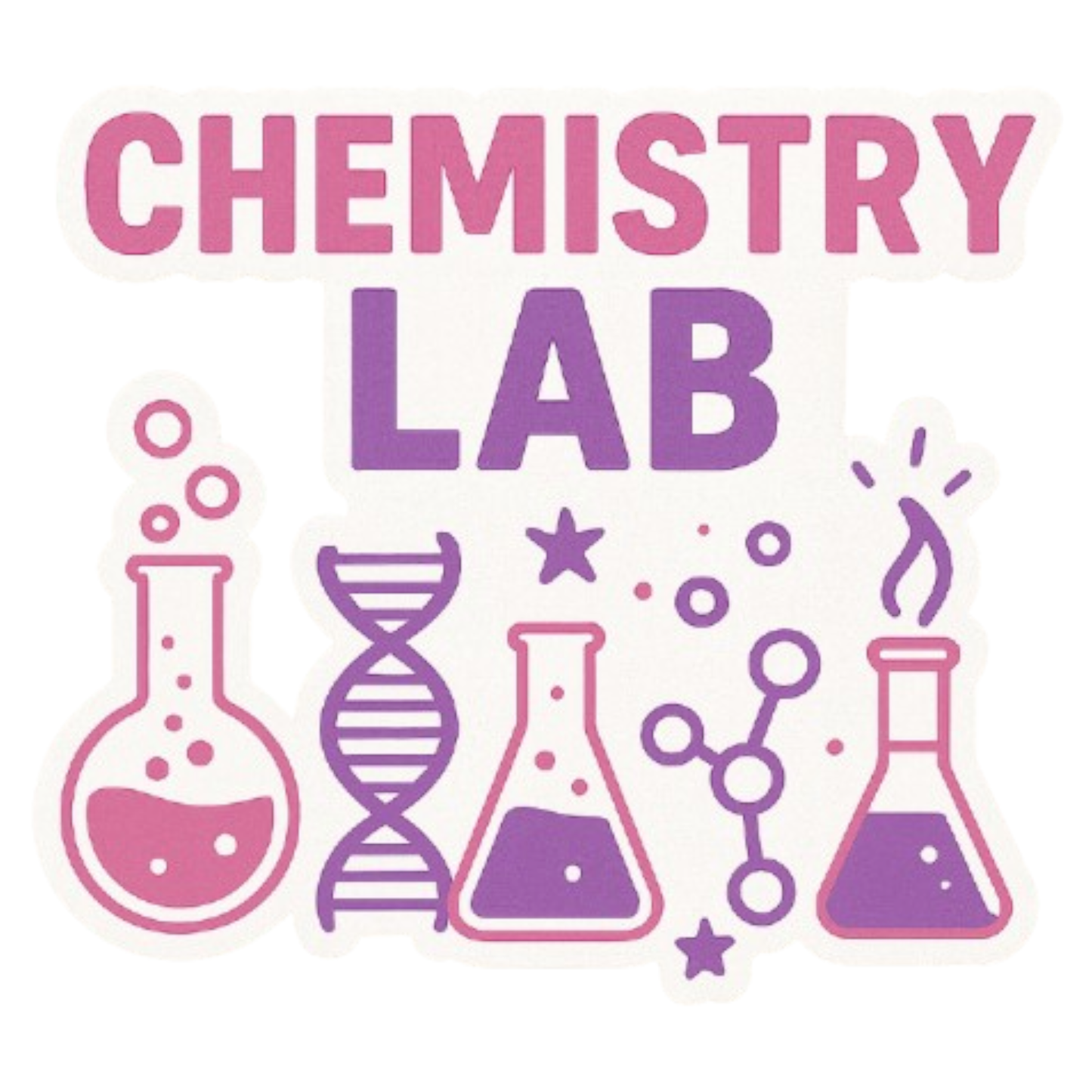 Smeeps Chemistry Lab Sticker – 10.16 x 11.18 cm Pink & Purple Science Theme Vinyl Decal | Beakers, DNA & Molecule Design | Waterproof & UV-Resistant