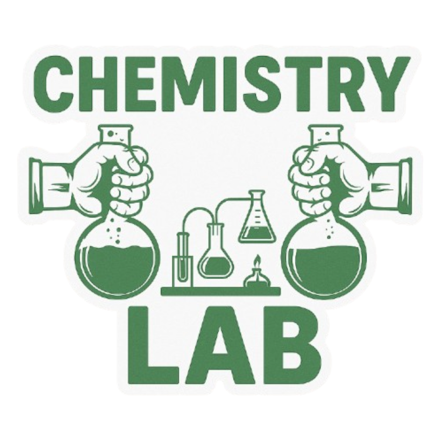 Smeeps Chemistry Lab Sticker – 10.16 x 11.43 cm Vintage Science Design | Hands Holding Flasks | Waterproof & UV-Resistant Vinyl