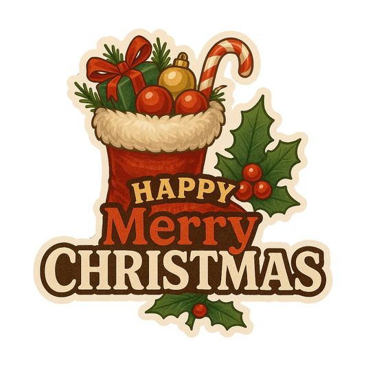 Smeeps Merry Christmas Sticker – Holiday Gift Box Decoration | 10.16 x 8.89 cm Premium Vinyl Decal | Waterproof & Durable Festive Design