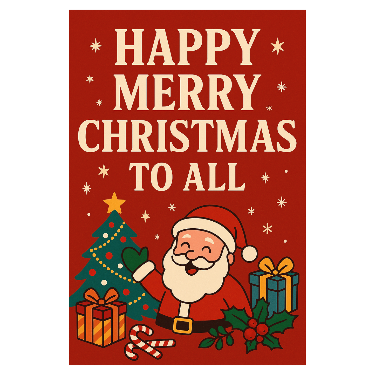 Smeeps Merry Christmas Wall Poster – 30.48 x 45.72 cm Festive Santa & Gifts Decoration | Holiday Home & Office Wall Art | Premium Print & Durable Finish