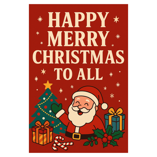 Smeeps Merry Christmas Wall Poster – 30.48 x 45.72 cm Festive Santa & Gifts Decoration | Holiday Home & Office Wall Art | Premium Print & Durable Finish