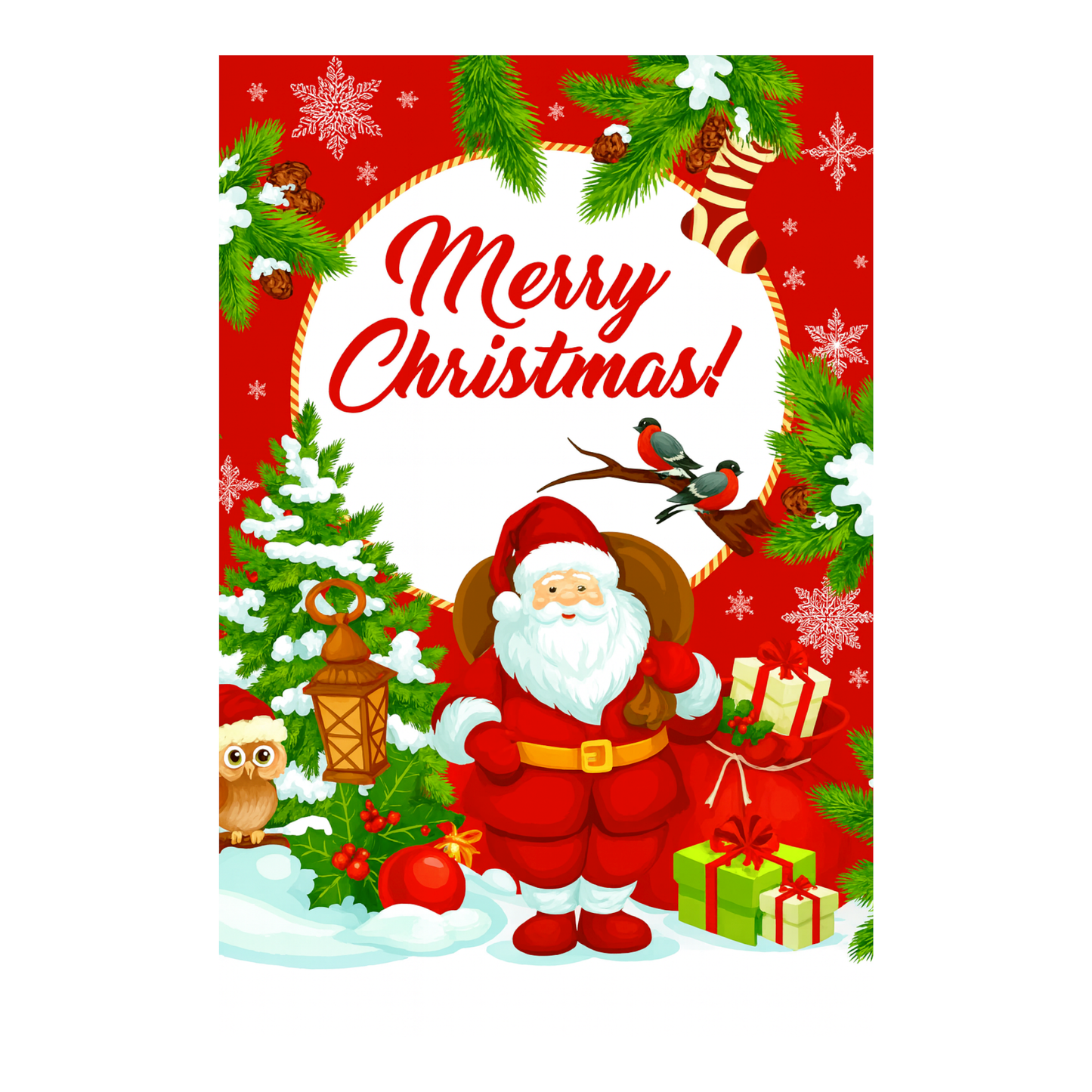 Smeeps Merry Christmas Wall Poster – Santa, Snow Tree & Festive Gift Design | Premium Holiday Decoration Print | 30.48 x 45.72 cm Christmas Wall Art