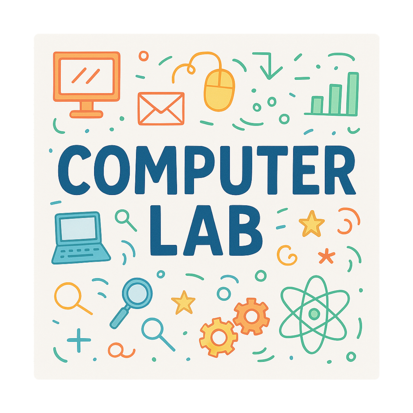 Smeeps Computer Lab Sticker – 10.16 x 10.16 cm Coding & Technology Theme | Colorful Classroom Label | Waterproof & UV-Resistant Vinyl