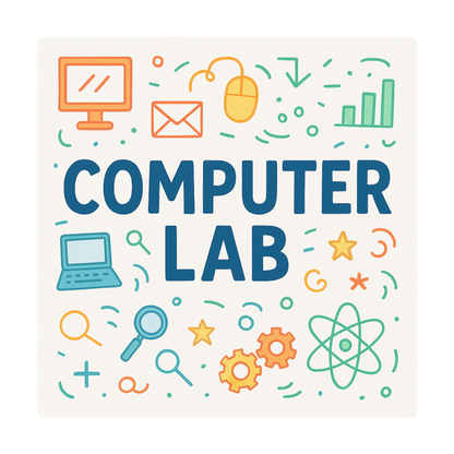 Smeeps Computer Lab Sticker – 10.16 x 10.16 cm Coding & Technology Theme | Colorful Classroom Label | Waterproof & UV-Resistant Vinyl