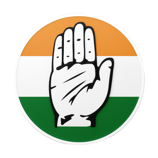 Smeeps Congress Hand Symbol Sticker – 10.16 x 10.16 cm Round Vinyl Car & Bike Decal | Waterproof & UV Resistant | Indian National Congress Logo Sticker