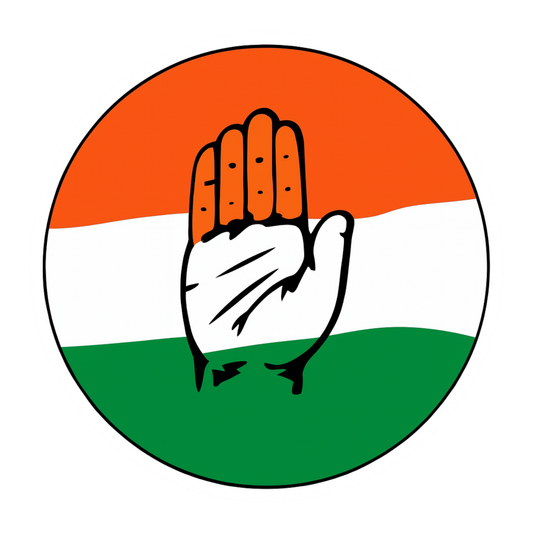 Smeeps Congress Tricolour Hand Symbol Sticker – 10.16 x 10.16 cm Round Vinyl Car & Bike Decal | Waterproof & UV Resistant | Indian National Congress Logo Sticker