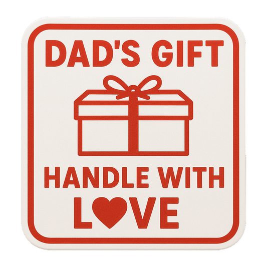 Smeeps Dad’s Gift – Handle with Love Sticker – 7.62 x 7.62 cm | Waterproof Vinyl Car Decal (Square Red Design)