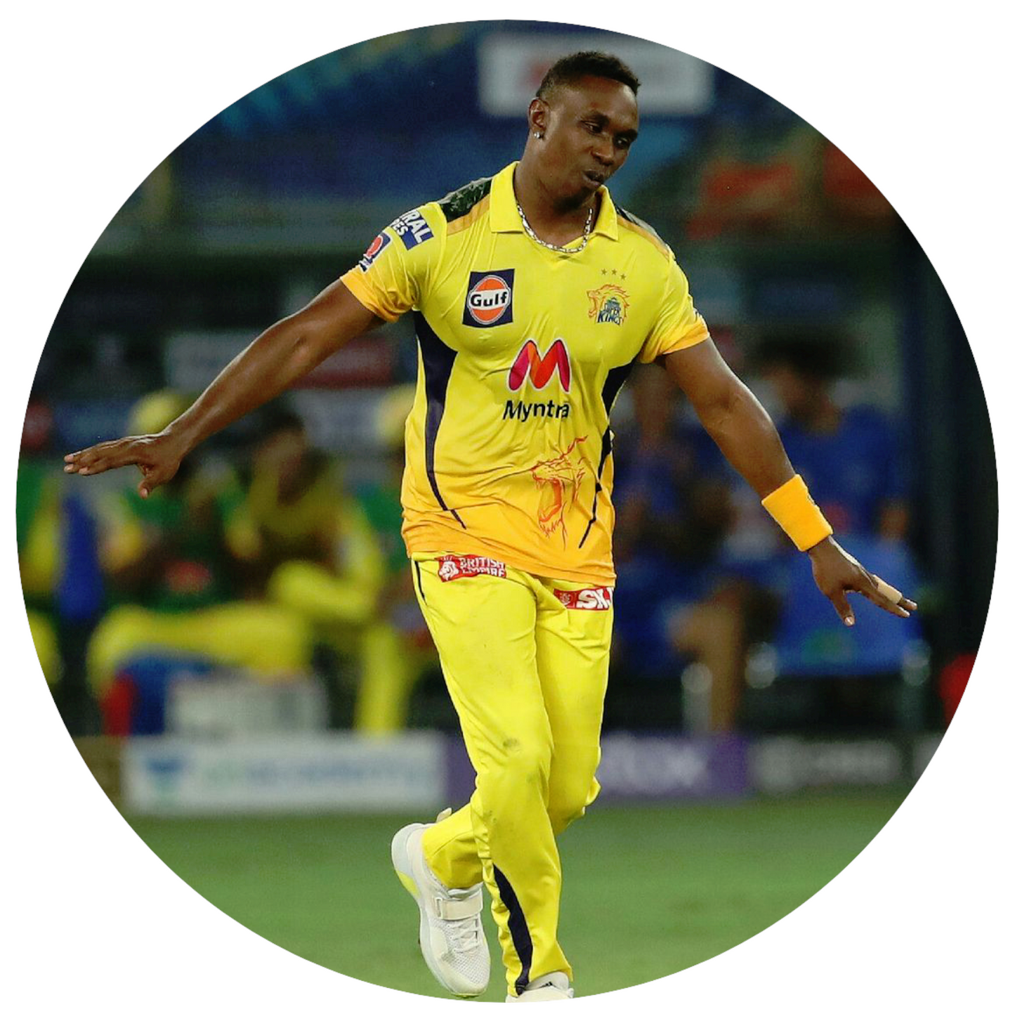 Smeeps Dwayne Bravo Sticker – 10.16 cm (4 Inch) West Indies Star Fan Vinyl Decal | Waterproof UV Resistant Round Sticker