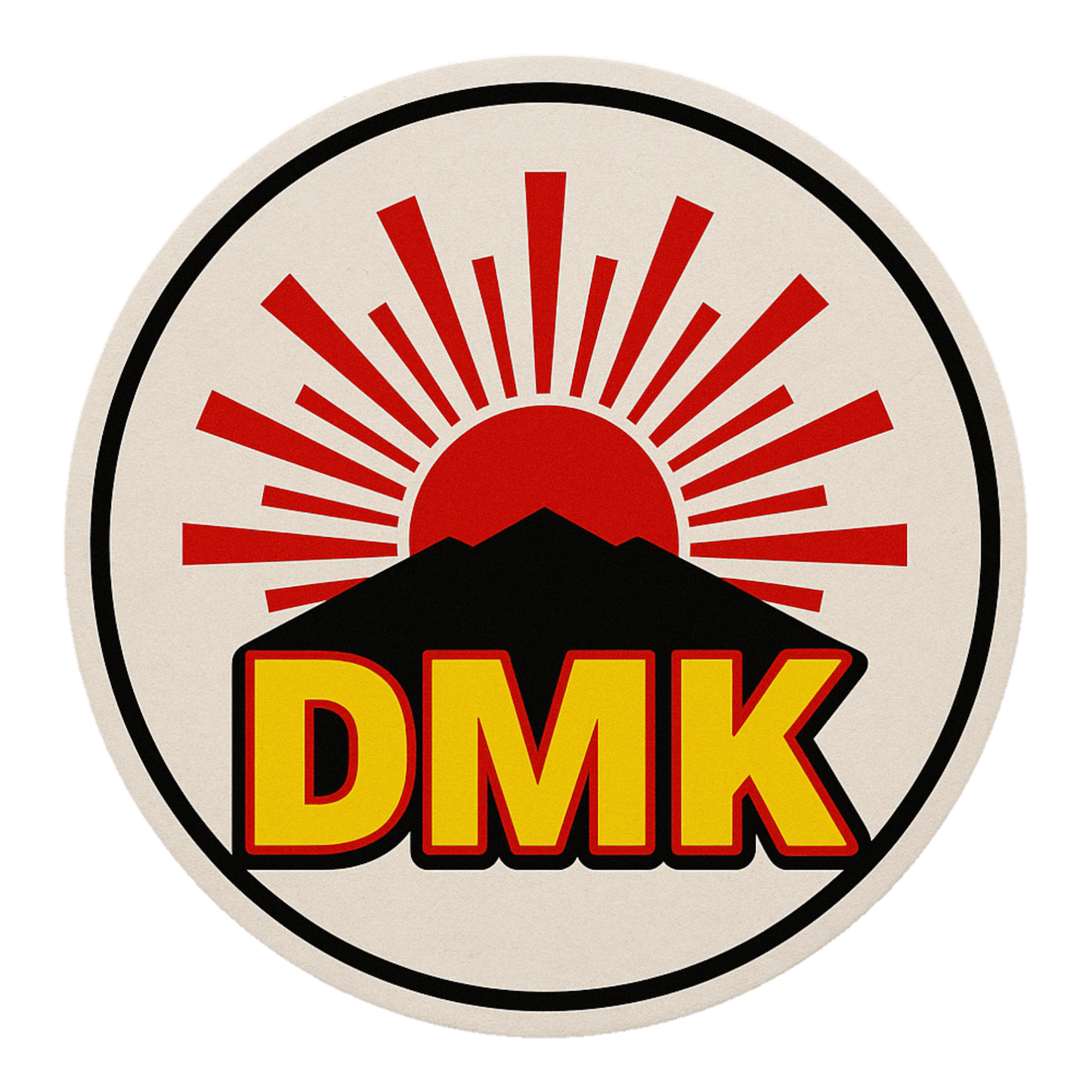 Smeeps DMK Rising Sun Sticker – 4 Inch Round Vinyl Decal | Waterproof & UV Resistant | Political Party Symbol Car/Bike Sticker