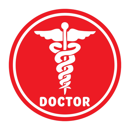 Smeeps Doctor Car Sticker – 10.16 x 10.16 cm | Bold Red Medical Emblem with Text | Professional Identification for Vehicles