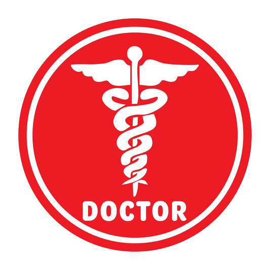 Smeeps Doctor Car Sticker – 10.16 x 10.16 cm | Bold Red Medical Emblem with Text | Professional Identification for Vehicles