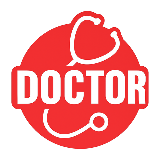 Smeeps Doctor Car Sticker – 8.89 x 7.62 cm Red Round Stethoscope Design Decal for Cars