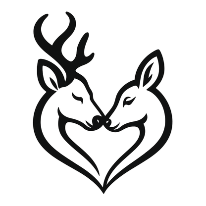 Smeeps Deer Couple Heart Sticker – 8.89 x 6.86 cm Car & Bike Vinyl Decal | Romantic Deer Love Design | Waterproof & Durable