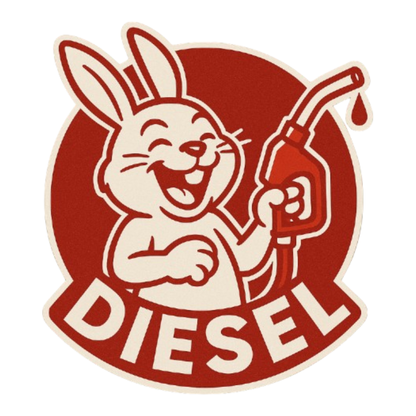 Smeeps Laughing Diesel Bunny Sticker – 8.4 x 7.8 cm Fuel-Themed Car Decal with Fun Cartoon Rabbit & Nozzle Design | Waterproof Vinyl for Cars Only