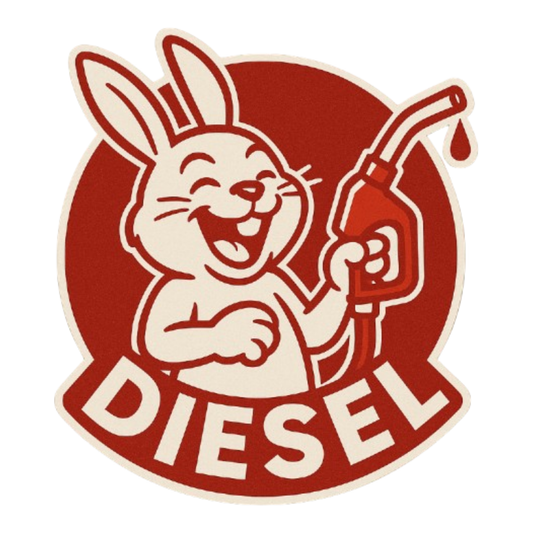 Smeeps Laughing Diesel Bunny Sticker – 8.4 x 7.8 cm Fuel-Themed Car Decal with Fun Cartoon Rabbit & Nozzle Design | Waterproof Vinyl for Cars Only