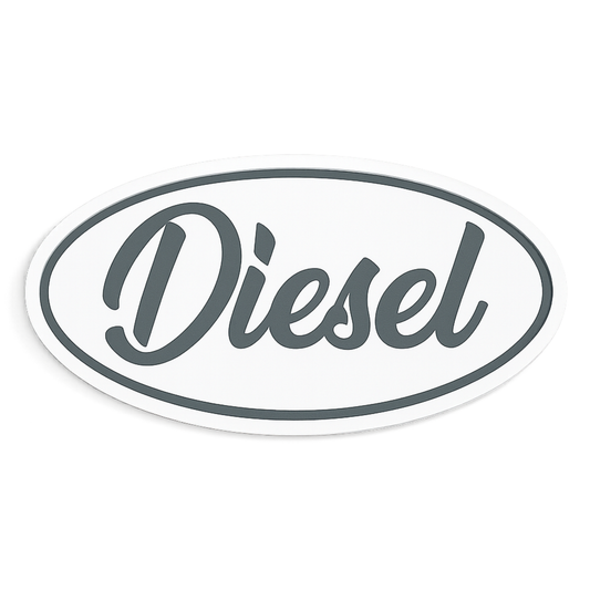 Smeeps Diesel Oval Sticker – 8.2 x 7.62 cm Elegant Script Fuel Type Car & Bike Vinyl Decal | Waterproof | Clear Diesel Identification