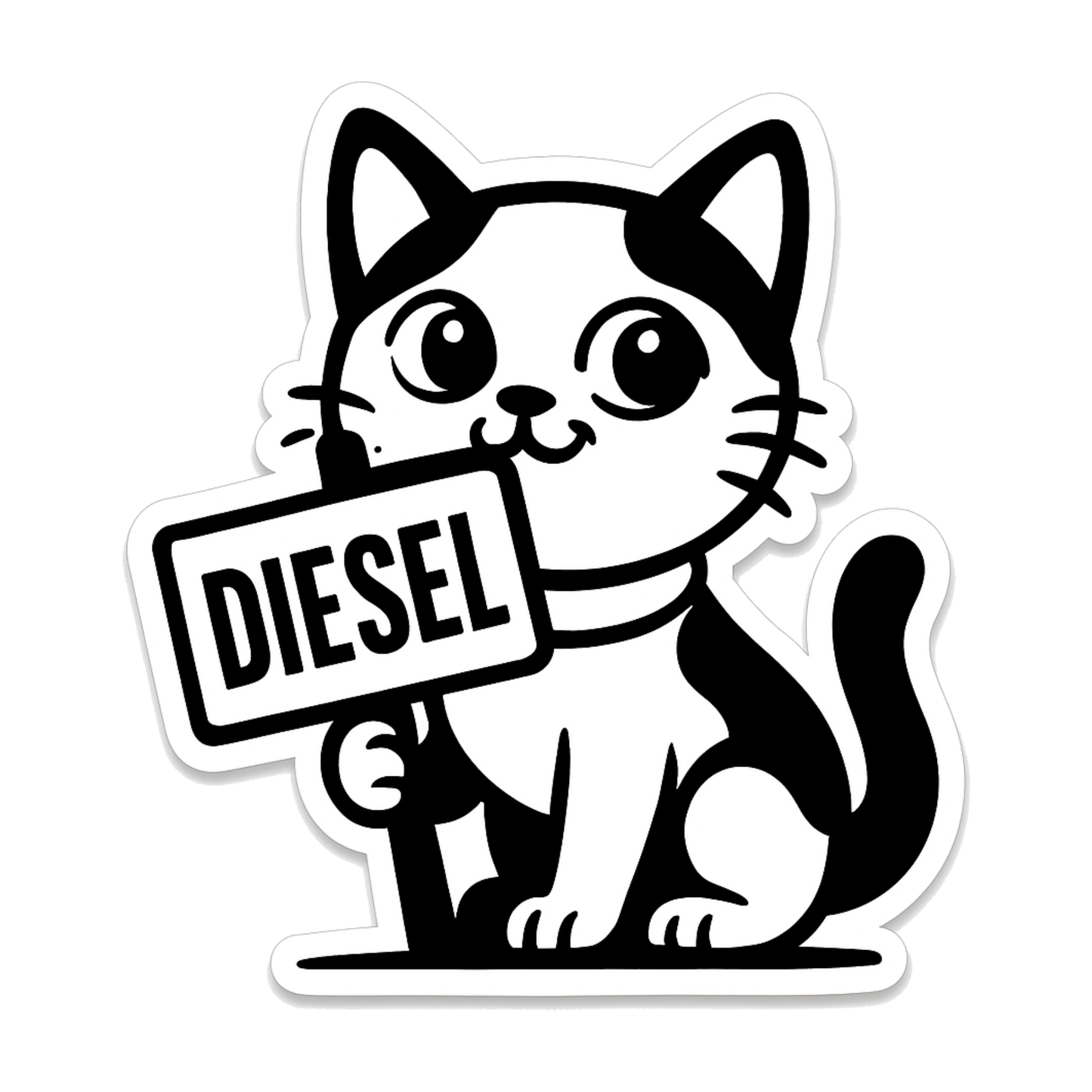 Smeeps Diesel Cat Sticker – 10.16 x 9.4 cm Cute Cartoon Kitty Fuel Type Car & Bike Vinyl Decal | Waterproof | Clear Diesel Identification