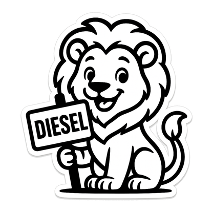 Smeeps Diesel Lion Sticker – 10.16 x 9.4 cm Cute Lion Fuel Type Car & Bike Vinyl Decal | Waterproof | Clear Diesel Identification