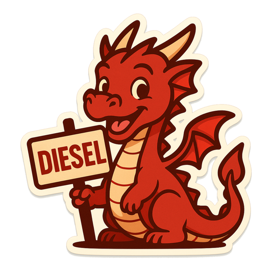 Smeeps Diesel Dragon Sticker – 10.16 x 9.4 cm Cute Dragon Fuel Type Car & Bike Vinyl Decal | Diesel Only Indicator | Waterproof & Durable Design