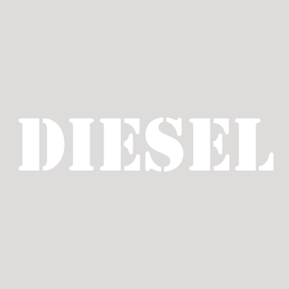 Smeeps DIESEL Text Sticker – 10 x 2 cm Bold White Vinyl Decal | Fuel Tank Label | Car, Bike & Scooter Sticker | Waterproof and UV-Resistant Design