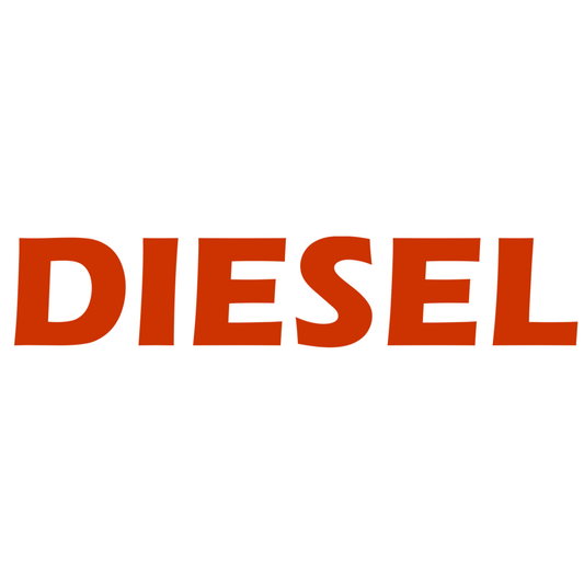Smeeps DIESEL Text Sticker – 10 x 2 cm Red Vinyl Decal | Fuel Cap Label | Bold Slanted Text Design | Waterproof & UV-Resistant Marking Sticker