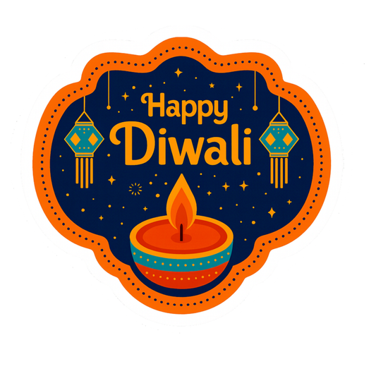 Smeeps Happy Diwali Sticker – 10.16 x 10.93 cm Festive Deepavali Décor Decal | Diya & Lantern Theme Design | Waterproof & UV-Resistant Vinyl
