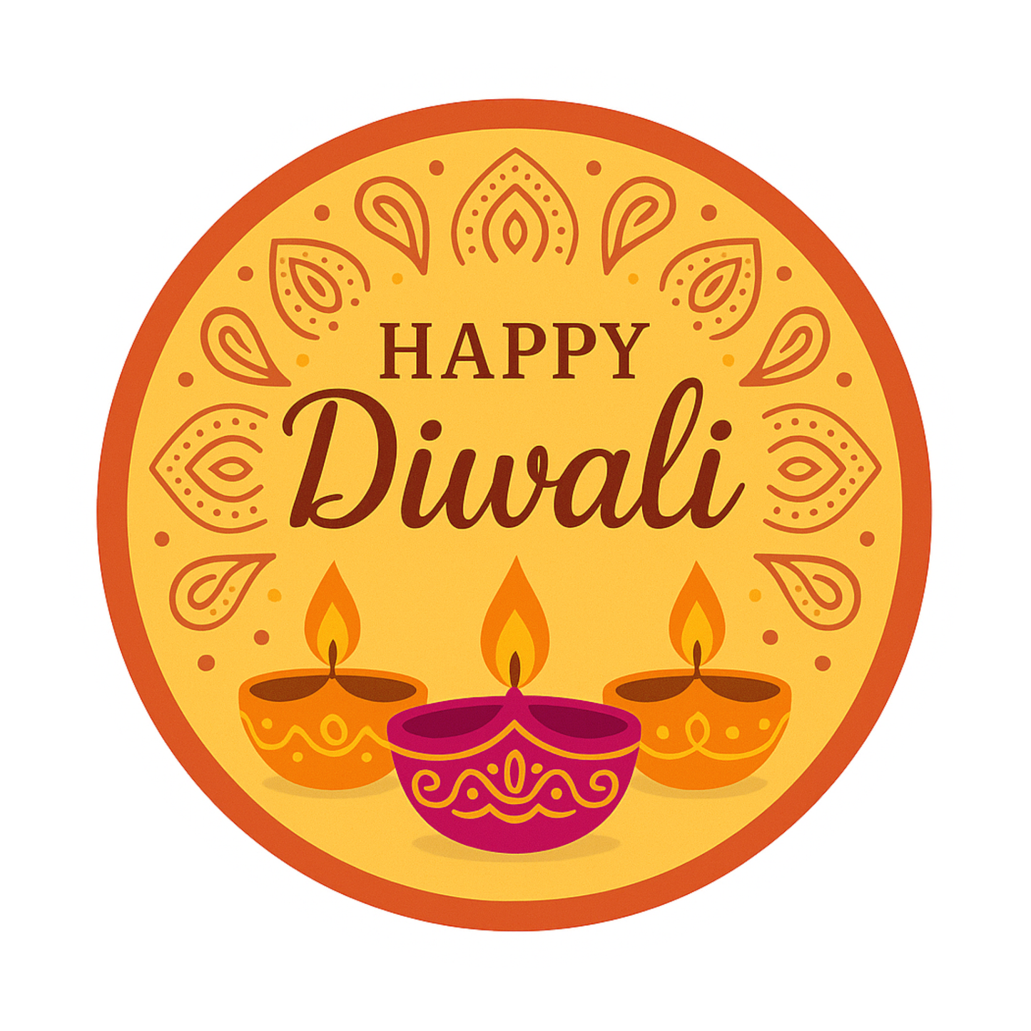 Smeeps Happy Diwali Sticker – 10.16 x 10.16 cm Mandala & Diya Design | Festive Deepavali Décor Decal | Waterproof & UV-Resistant Vinyl