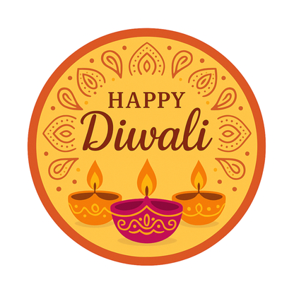Smeeps Happy Diwali Sticker – 10.16 x 10.16 cm Mandala & Diya Design | Festive Deepavali Décor Decal | Waterproof & UV-Resistant Vinyl