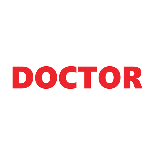 Smeeps DOCTOR Text Sticker – 17.5 x 3 cm Bold Red Vinyl Decal | Car and Bike| Waterproof & UV-Resistant Design