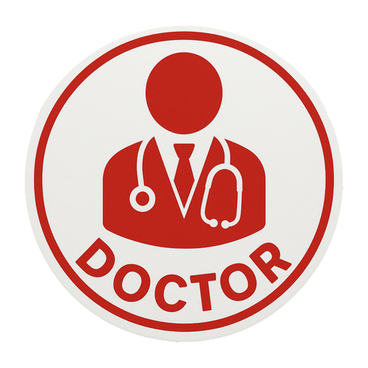 Smeeps Doctor On Board Sticker – 13.97 cm Round | Medical Symbol Design | Red & White Waterproof Vinyl Car Sign