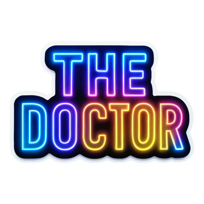 Smeeps THE DOCTOR Car Sticker – 11.43 x 7.62 cm Neon Glow Text Decal | Waterproof, UV-Resistant & Durable Vinyl for Cars, Bikes