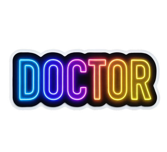 Smeeps DOCTOR Car Sticker – 12.7 x 5.08 cm Neon Glow Professional Identity Decal | Waterproof, UV-Resistant & Durable Vinyl for Cars, Bikes