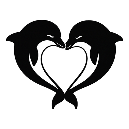 Smeeps Dolphin Couple Heart Sticker – 6.86 x 8.89 cm Car & Bike Vinyl Decal | Romantic Dolphin Love Design | Waterproof & Durable