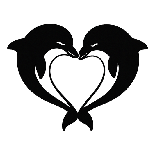 Smeeps Dolphin Couple Heart Sticker – 6.86 x 8.89 cm Car & Bike Vinyl Decal | Romantic Dolphin Love Design | Waterproof & Durable